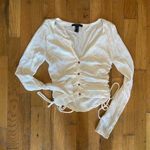 Forever 21 button-down cropped long-sleeved top, size M
